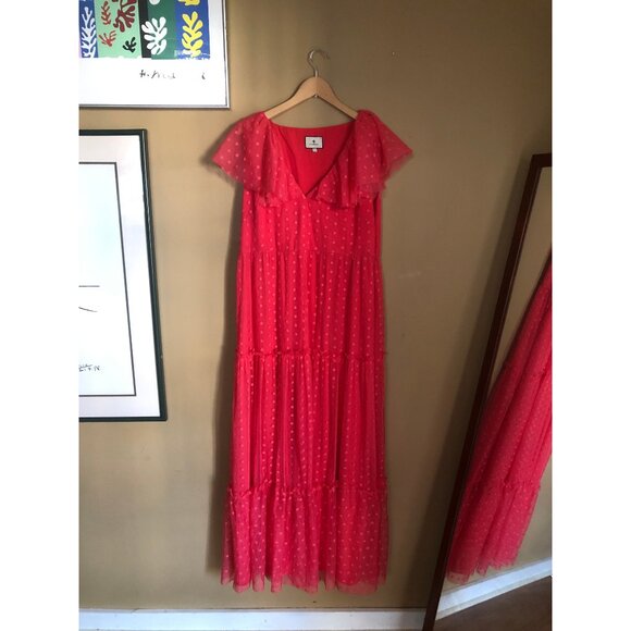 Tuckernuck tulle poppy pink Giselle maxidress gown - Picture 6 of 8